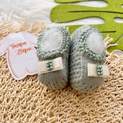 Sapatinho/sapatilha de linha Laço gorgurão verde